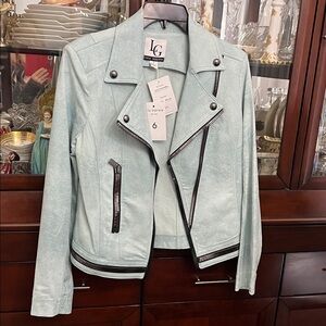 LG Women's Light Blue Leather Jacket